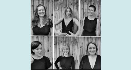 Schwarzweißfoto. 6 Frauen in Einzelportraits.