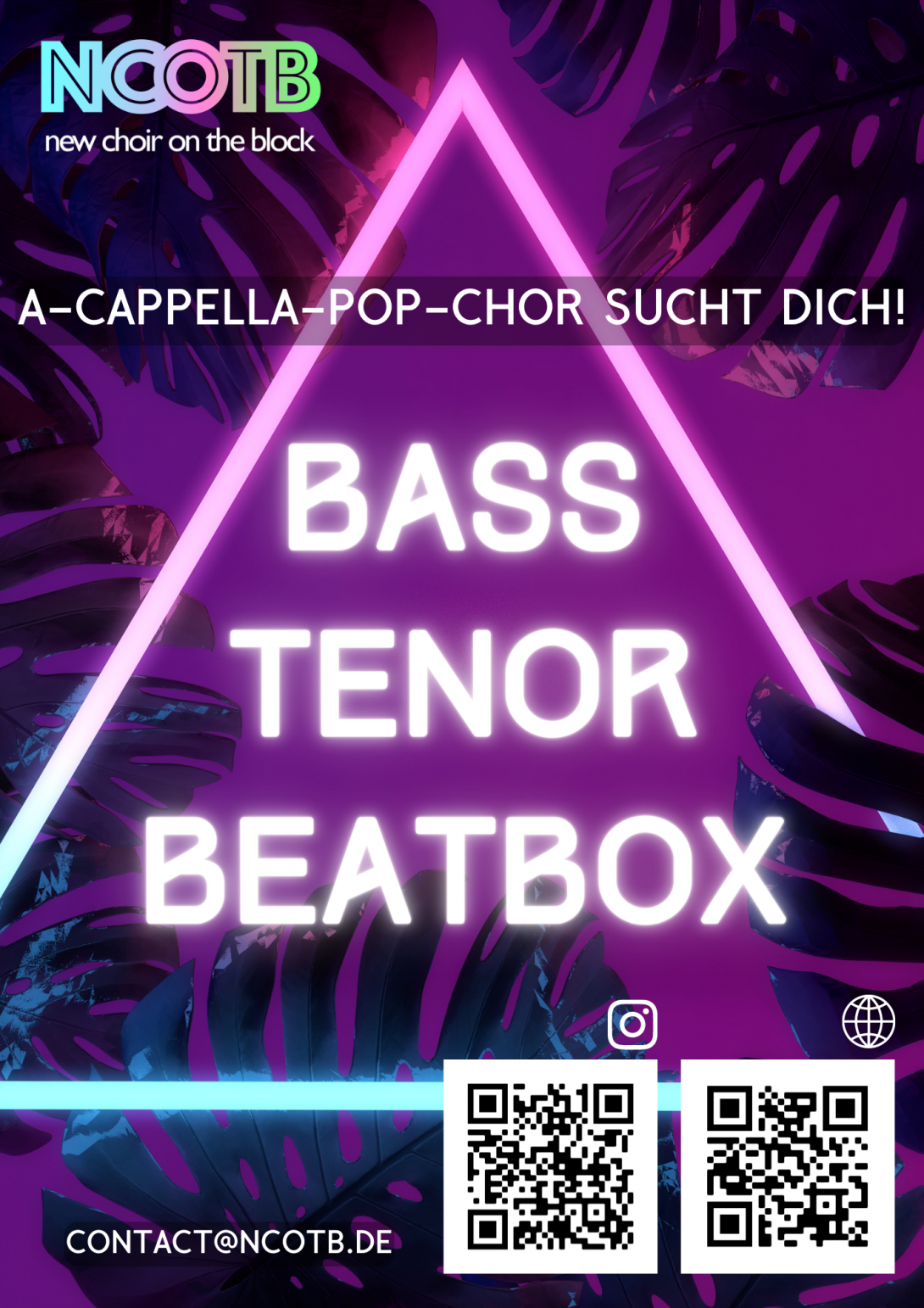 Flyer: new choir on the block sucht Bass, Beatbox und Tenor