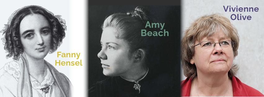 Portraits von drei Komponistinnen: Fanny Hensel, Amy Beach, Vivienne Olive